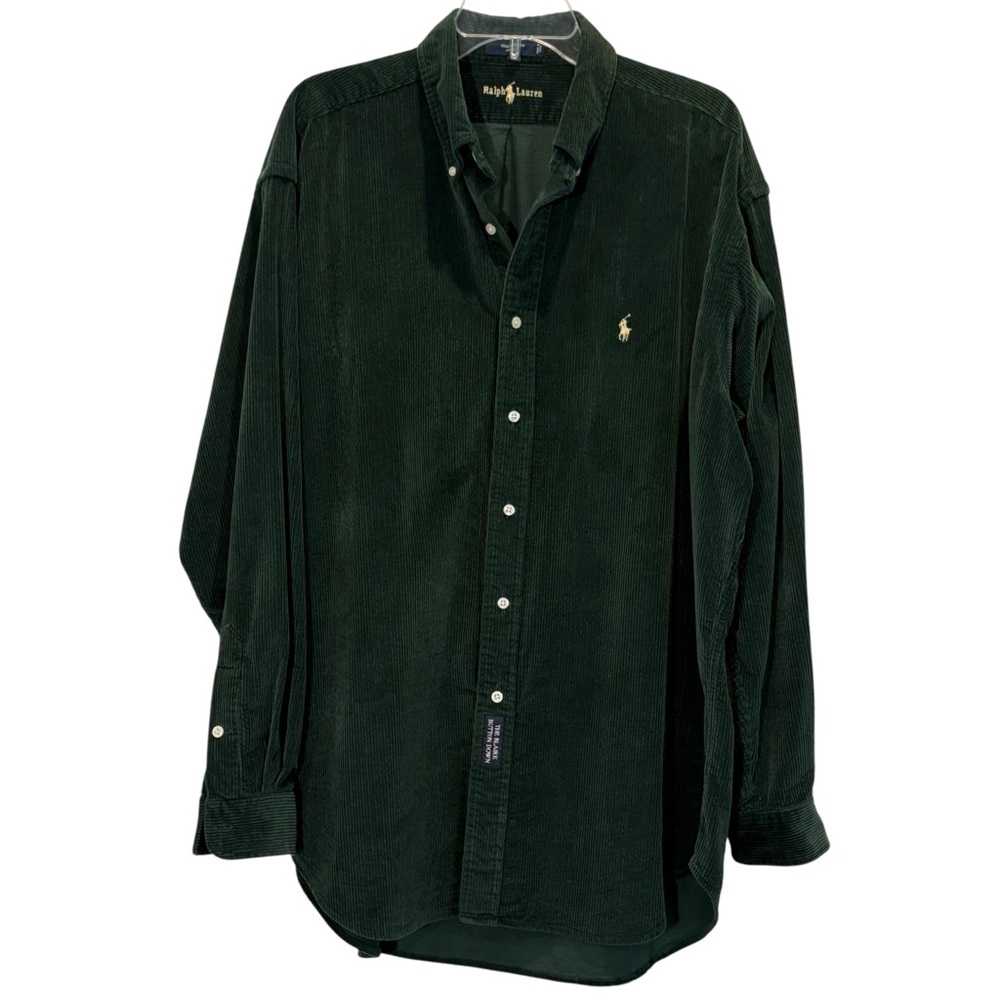 Vintage Ralph Lauren Polo 100% Cotton Corduroy Blair Button Down Green Size XL
